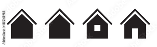 vector set of house icons black home silhouettes with windows roof shapes real estate building symbol design illustration