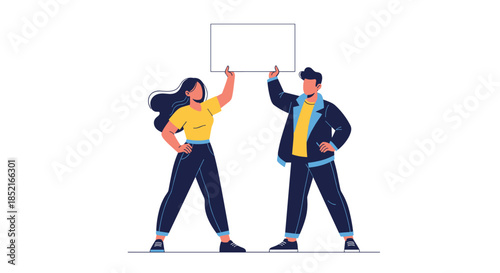 A man and a woman are celebrating with raised arms and thumbs up in a victory pose.