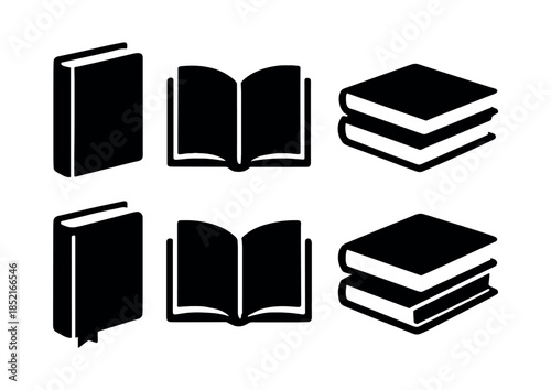 Books and pages collection, reading and literature, flat vector illustration