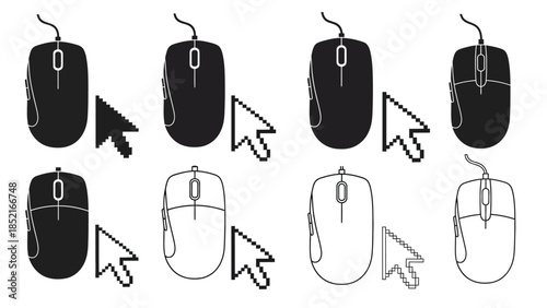 A collection of computer mice in various styles and perspectives