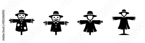 Halloween scarecrow vector illustration, spooky autumn, flat vector style