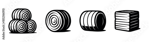 Hay, bale vector illustration, spooky autumn, flat vector style