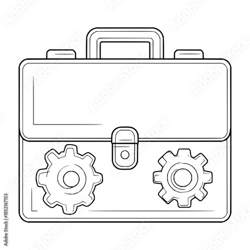 Briefcase with Gears Isolated on White Background