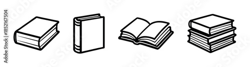 Books and literature vector illustration, flat style book collection designs