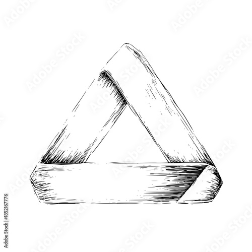 Geometric Triangle Sketch on White Background