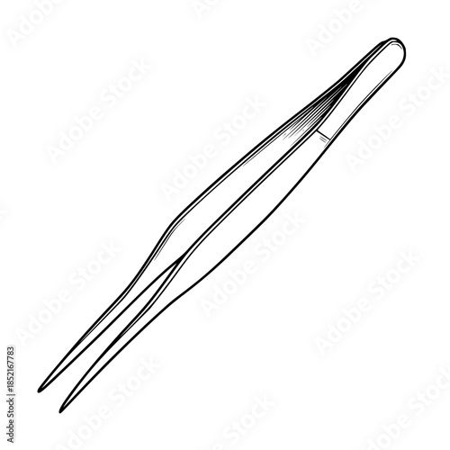 Metal Tweezer Isolated on White Background
