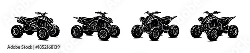 Atv off-road collection, quad bikes, flat vector illustration in silhouette style