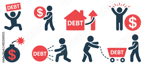 man debt bankruptcy financial problem icon