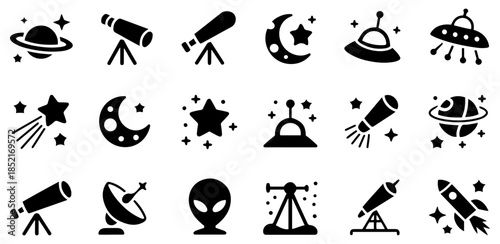 astronomy space science icon set