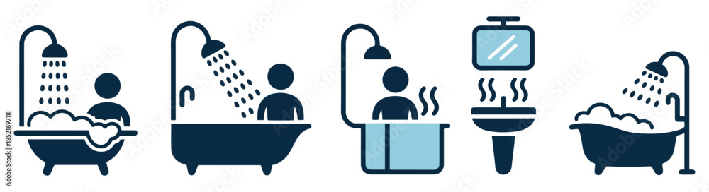 Fototapeta premium bathroom shower bath icon set