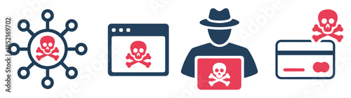 phishing hack security icon set