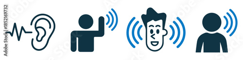 listening hearing communication icon set