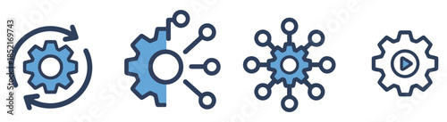 automation technology process icon set