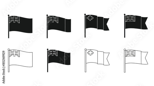 A collection of flags showcasing the national emblem of new zealand
