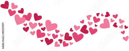 hearts wave border isolated on white background. Cute romantic Valentine’s Day heart pattern for posters, greeting cards and banner designs. Flat vector illustration.