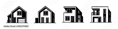 Modern house designs, flat vector illustration, architecture, building outlines