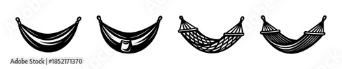 Hammock types flat vector illustration