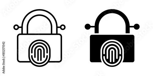 Digital Lock icon set. A minimal style illustration of a fingerprint padlock. Design element for access, security, safety and lock icon. vector illustration on white background.