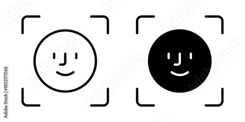 Face ID Security icon set. A simple, minimalist icon representing face recognition, biometric scan, and authentication. vector illustration on white background.