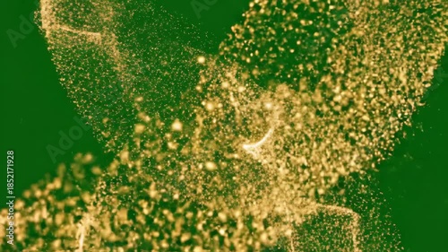 Green Screen Golden Particles Twisting Upward and Dispersing to Dust 3D Render