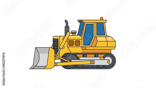 Yellow bulldozer illustration on a white background