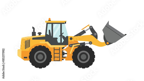 Construction Wheel Loader Machine Vector Illustration