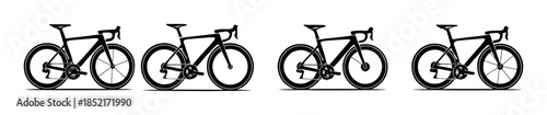 Road bikes collection, flat vector illustration, cycling gear, sports equipment
