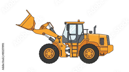 Robust Yellow Front-End Loader Heavy Machinery Illustration for Industrial Use