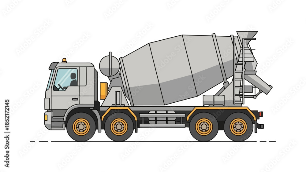 Fototapeta premium Concrete Mixer Truck - Construction Vehicle Illustration