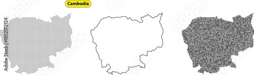 Three different styled maps of australia in black and white colors