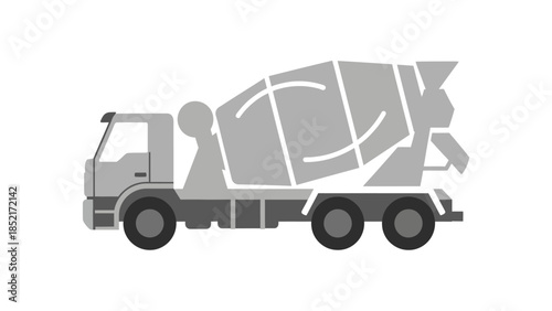 Industrial Concrete Mixer Truck Icon for Construction Site Vector Graphic