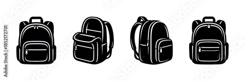 Backpack vector illustration set, flat vector style, bags, rucksack design