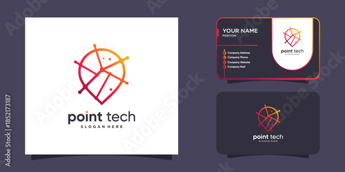 Pointech logo with unique modern line style Premium Vector