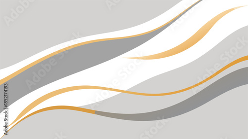 Modern abstract background with dynamic curved shapes and fluid lines in a subtle color palette of gray and golden hues