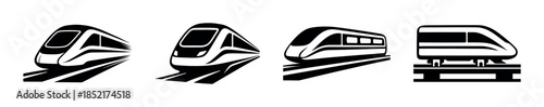 High speed train designs, flat vector illustration, transportation, rail vehicles