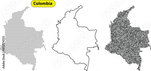 Colombia map with various shaded and patterned illustrations