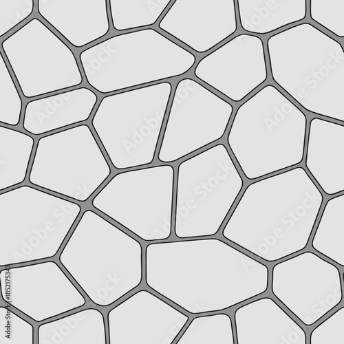 Seamless grey irregular stone grid texture with dark grout, natural rock pattern, abstract geometric background design element