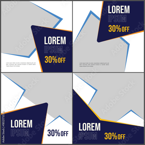 Trendy social media post banner template. Set of Editable square banner template design. Modern engaging banner with abstract circle elements. Square carousel post template for all social platforms.