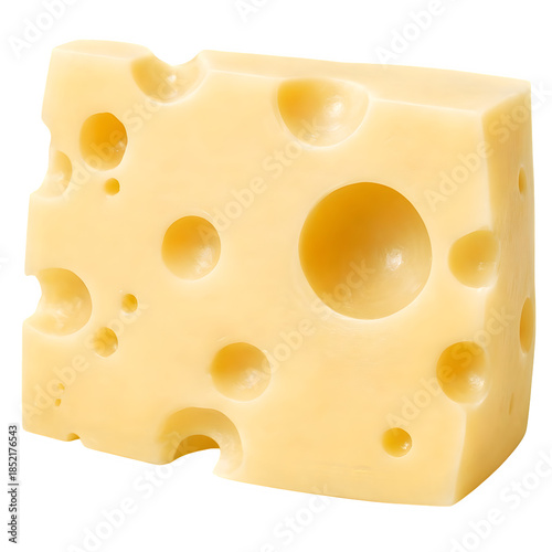 Swiss cheese slice isolated on transparent background