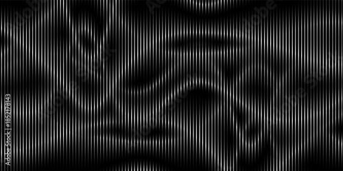 Dark grey green ribbed glass. Vector ribbed glass texture background. Mesh gradient. acrylic ribbed bath surface. Reeded glass background semitransparent overlay. Bath wall window