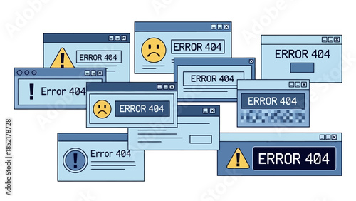 Set of Vector Illustration Error Message Popups