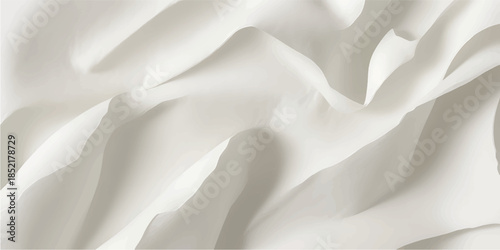 Elegant white silk and satin fabric background featuring smooth luxury waves, soft rippled drapery, and a shiny textile texture for a sophisticated fashion backdrop