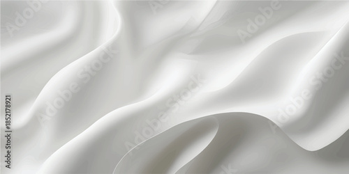 Elegant white silk and satin fabric background featuring soft luxury waves and smooth rippled textures for a shiny wedding drapery backdrop design