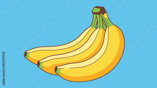 A vibrant illustration of a bunch of ripe yellow bananas against a blue background