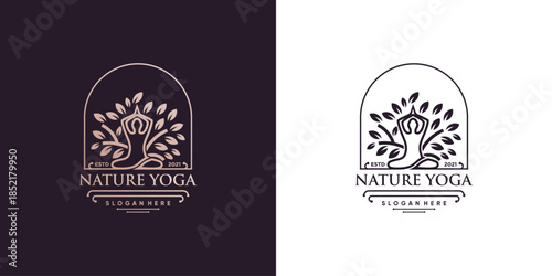 Yoga logo with creative element style Premium Vector part 3