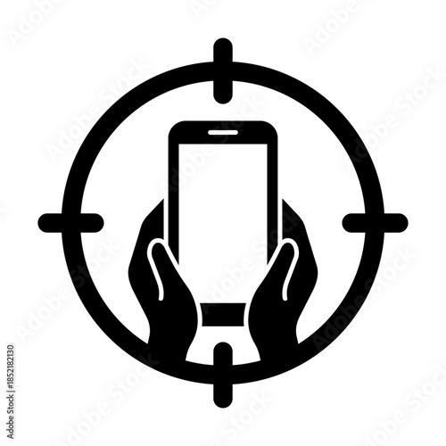 Mobile phone theft icon. Target. Vector icon isolated on white background.