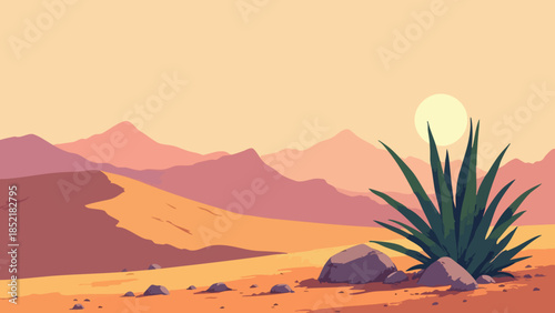 Minimalistic Vector Succulent in Muted Desert Hues