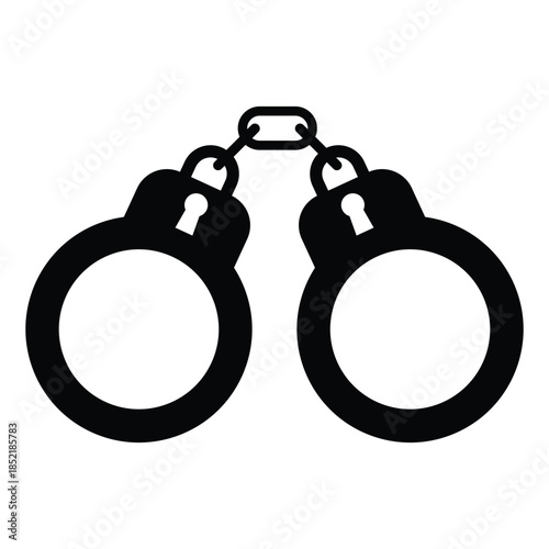 Handcuffs black  flat design isolated 