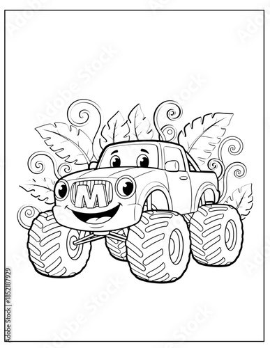 Powerful Monster Truck Printable Coloring Page