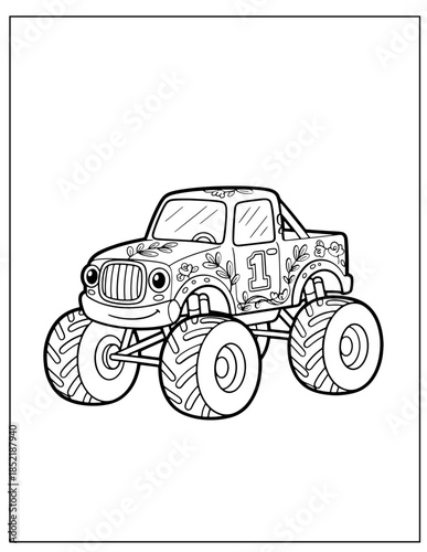 Powerful Monster Truck Printable Coloring Page